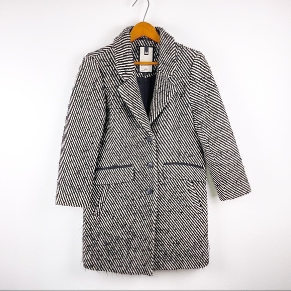 Soia & Kyo Wool Angora Striped Tweed Heavyweight Pea Coat Women’s Size Small - Picture 1 of 10